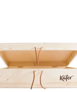 Käfer Holzkiste natur mit Klappdeckel (3 Fl.) inkl. Verpackungspauschale