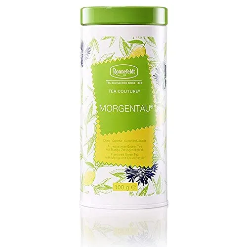 Ronnefeldt Tea Couture aromatisierter Grüntee, Morgentau – Mango-Zitrus Geschmack, 100 g
