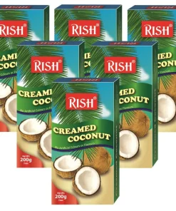 6er Pack – RISH 100% Pure Kokosnusscreme (6x 200g) | Kokoscreme | Creamed Coconut