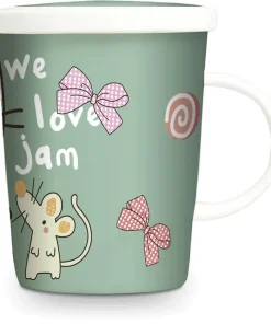 [ KATZE & MAUS ] chinesisches Porzellan | Teebecher + Sieb & Deckel | Becher | Mug