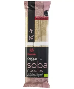 Soba-Nudeln, aus Weizen- und Buchweizenmehl (Hakubaku)