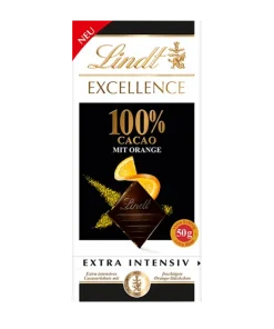 Lindt Excellence 100% Kakao Orange Extra Intensiv, 50g Tafel