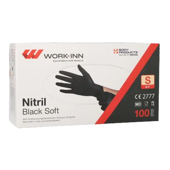 WORK-INN Nitril-Handschuhe, puderfrei, Black Soft, schwarz, Größe S – Bild 2