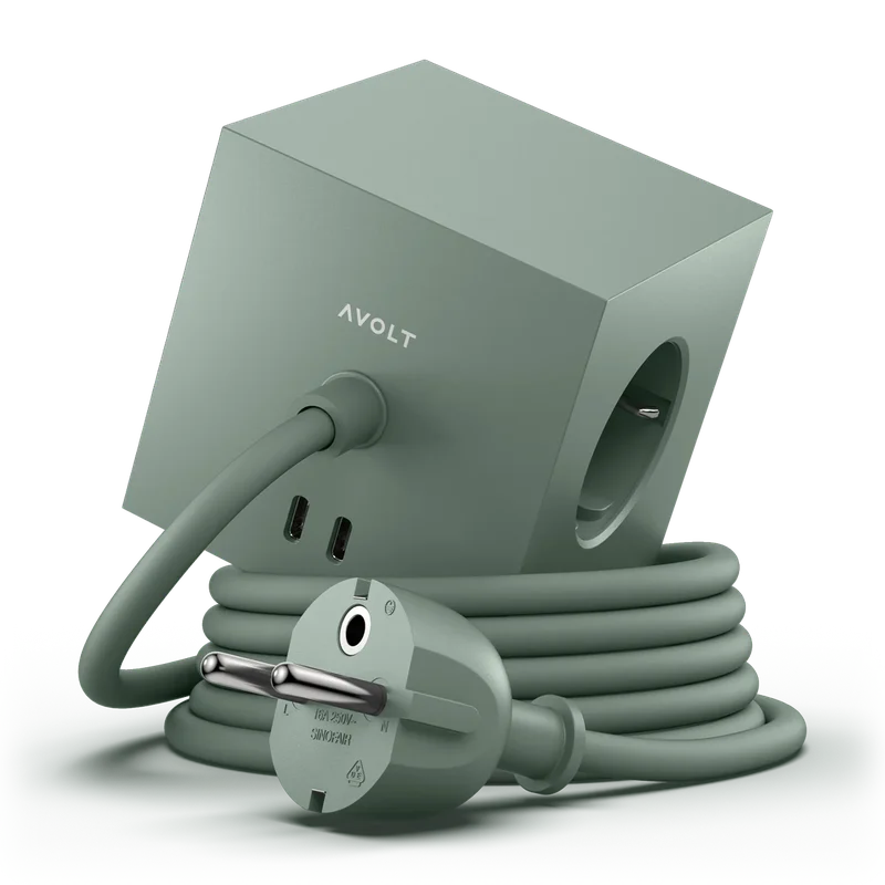 Avolt | Square 1 | Mehrfachsteckdose mit USB-C | Grün – Bild 2