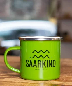 Saarkind Emaille Kaffee Becher grün