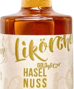 Haselnuss Likörchen mit Goldglitzer