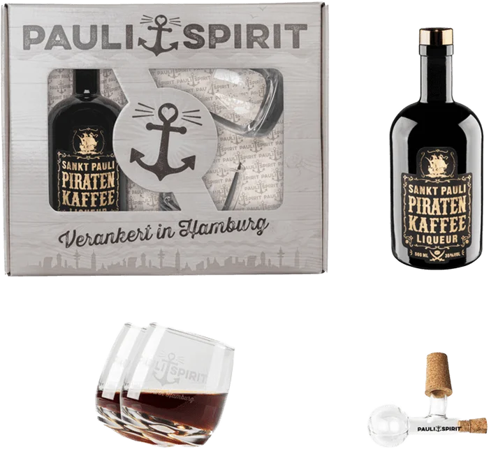 Pirate coffee gift set with 2 tumblers and spout