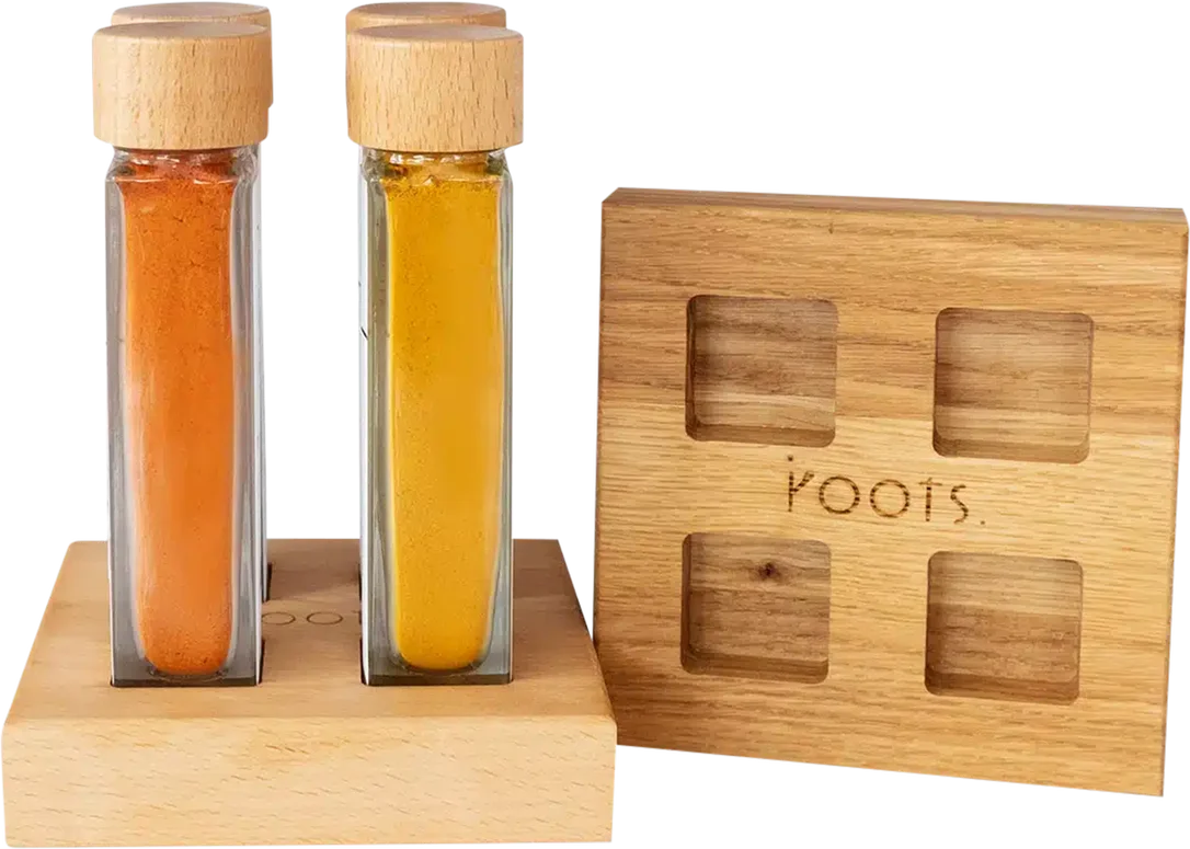 Gewürzständer aus Holz für 4 Gewürze