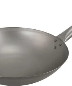 YOAXIA Angebot [ Wok Ø 30 cm runder Boden ] Asiatische Eisenpfanne / Pfanne