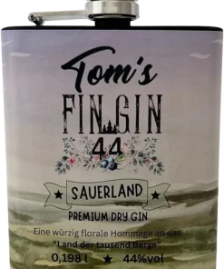 Tom´s Fin Gin 44 im Edelstahl Flachmann – Dry Gin